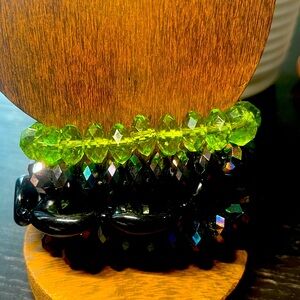 Green and Black Beaded Bracelets